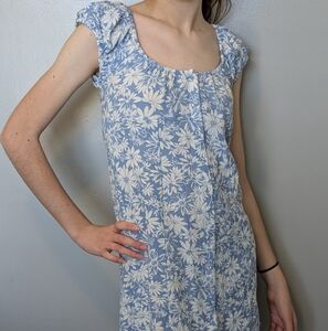 Blu Pepper Blue and White Cap Sleeve Romantic Mini Sundress